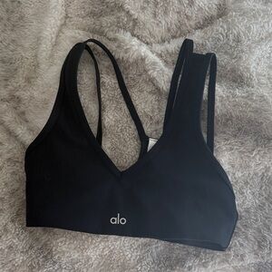 ALO Yoga Black V-Neck Sports Bra